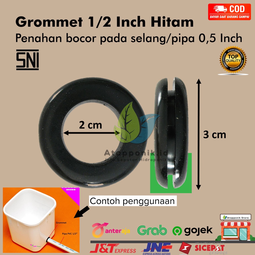 grommet 1/2 inch untuk pipa 1/2 dim