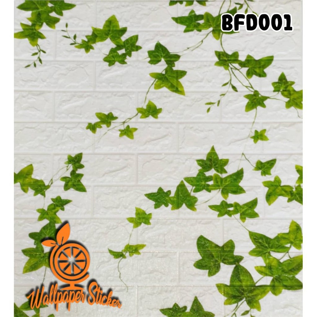 Wallpaper 3D Foam Bata Peredam Suara 70X77Cm Elegant Anti Air Include Lem Wallpaper Ruangan-BATA DAUN