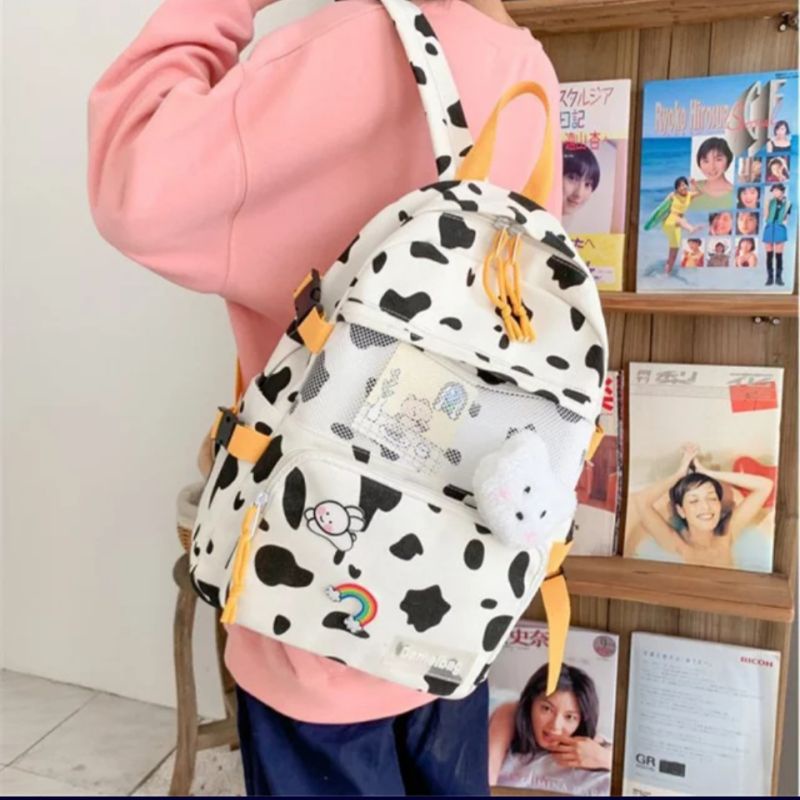 Tas Ransel motif sapi jaring terbaru/Tas ransel wanita