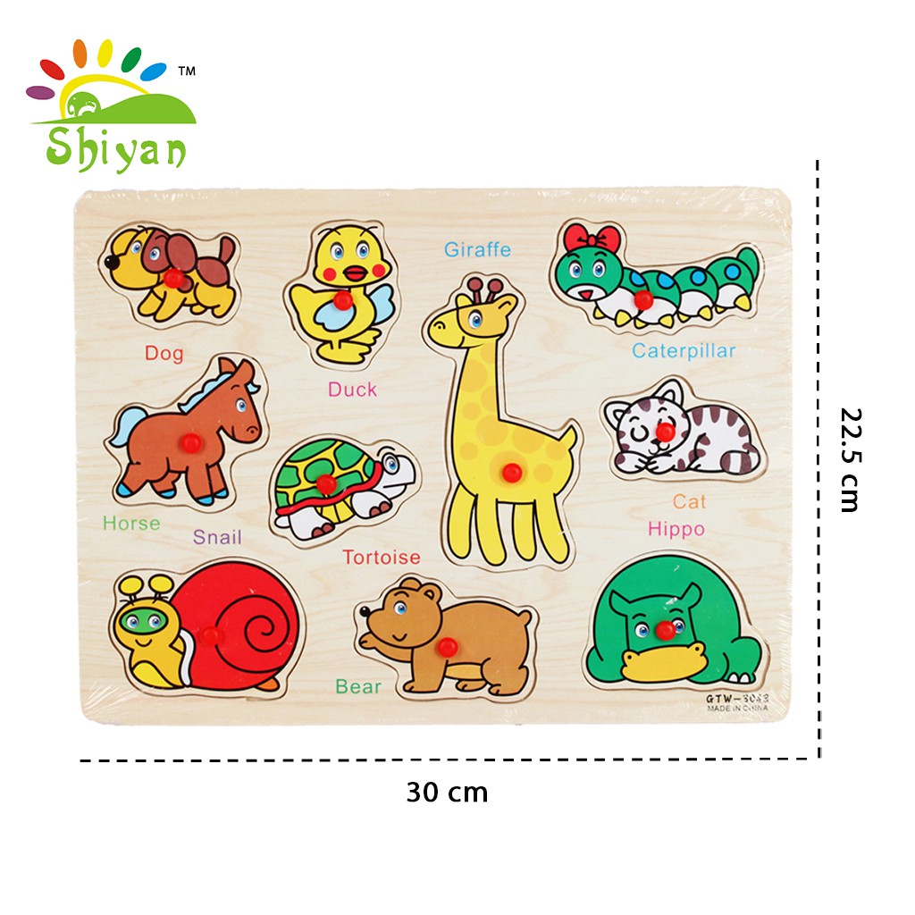 [Shiyan] mainan puzzle kayu bergambar mainan edukasi anak kids education toys wood letters-JM-9