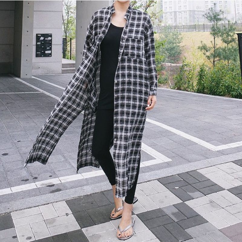 MDLV ~ 9238# Giralda Plaid Shirt Dress Slide Dress Kotak Fashion Import