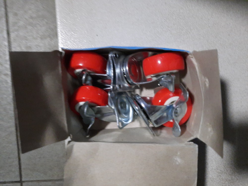 Roda Troli Kulkas Lemari Meja Kecil Karet Nilon Rem 2 Inch Merah