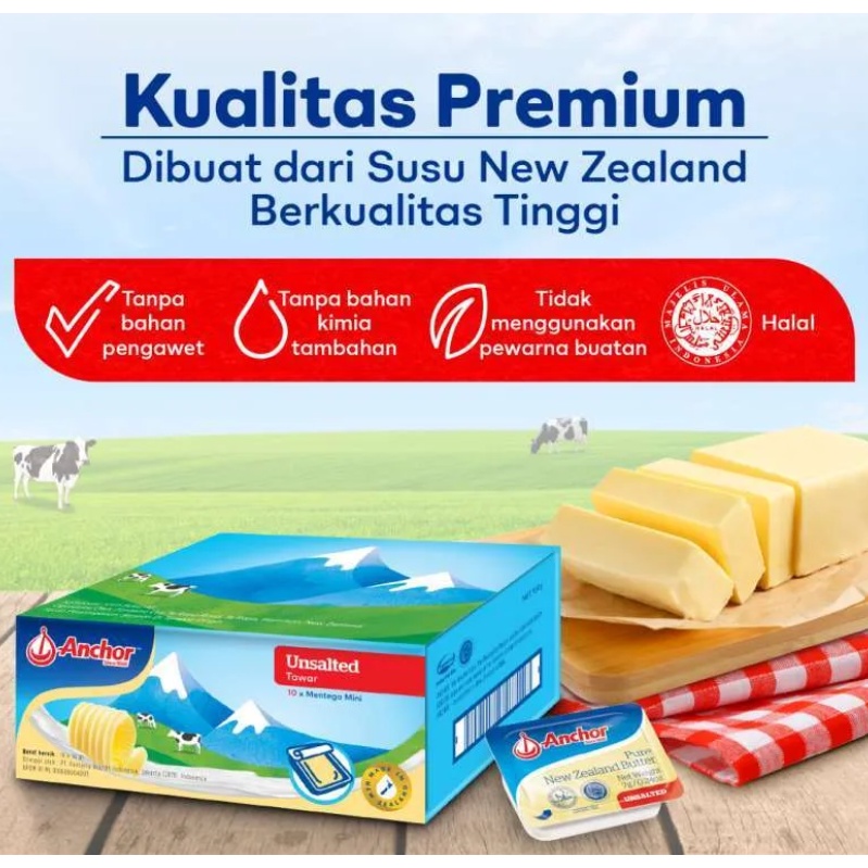 Anchor Salted Unsalted Butter Mini 7 Gram Mentega MPASI Bayi - Kabakids Store tu