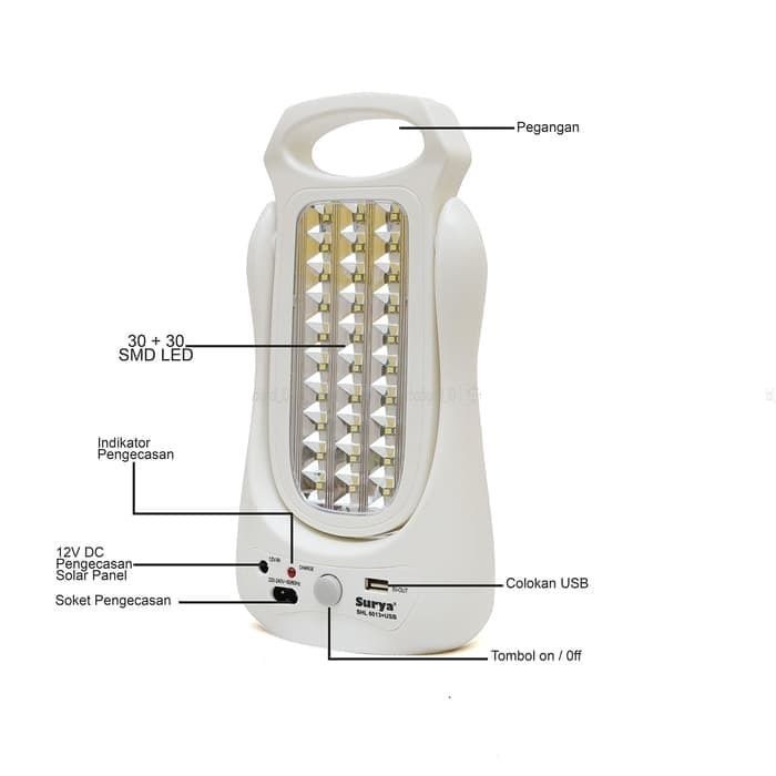 Surya Emergency Lamp SHL 6013 + USB Lampu Darurat