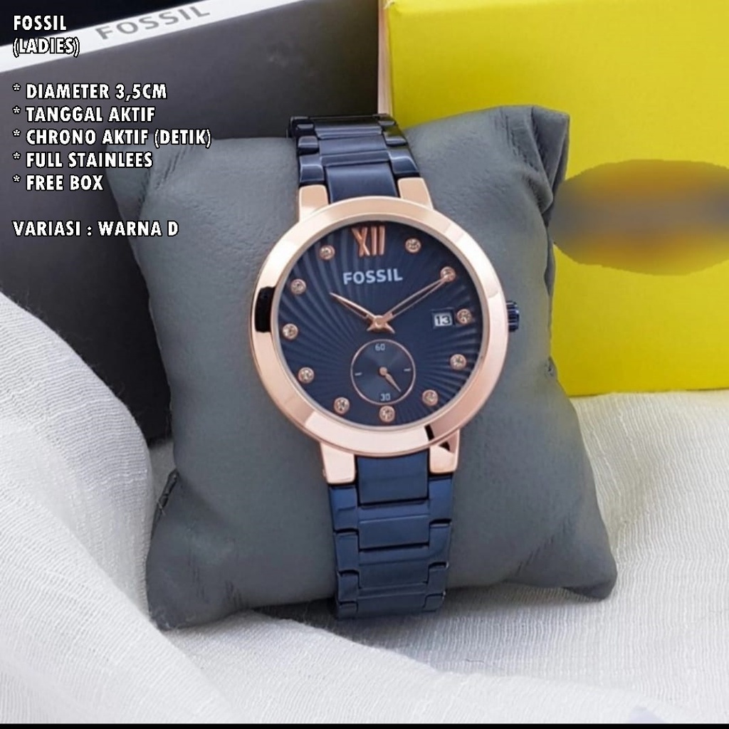 JAM TANGAN WANITA FASHION RANTAI BODY BULAT TANGGAL &amp; CHRONO AKTIF