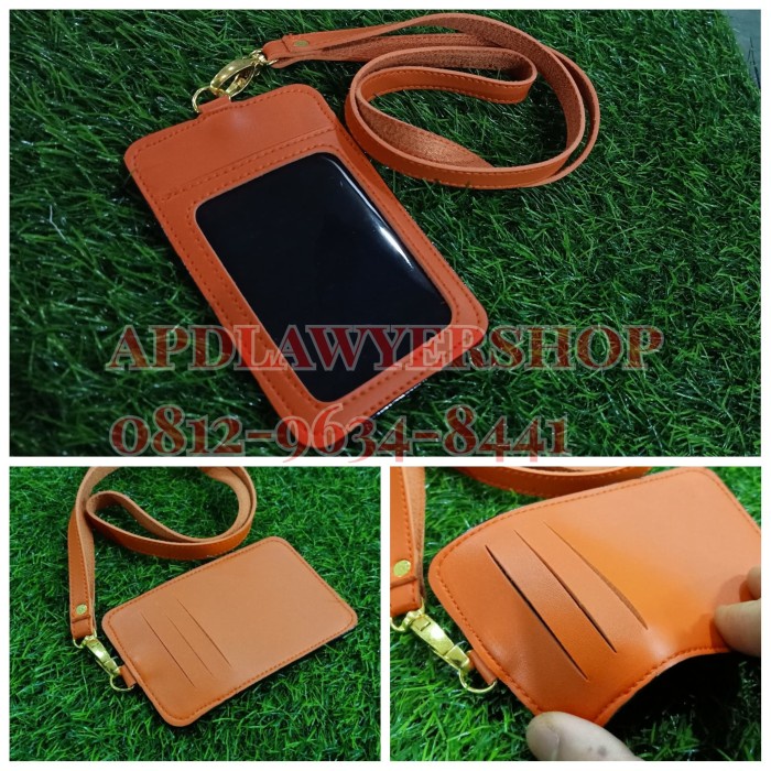 

Menakjubkan Name Tag Id Card Tali Dompet Kartu Tali Orange Kulit Premium Murah
