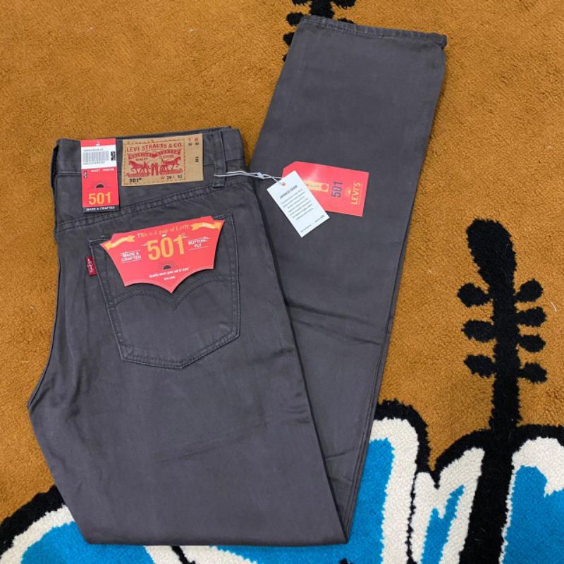 Celana Kanvas Panjang Levis 501 Standar Reguler Denim Pria Original