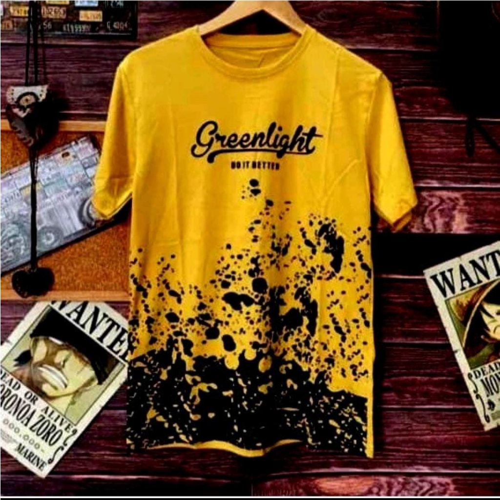 KAOS PRIA DEWASA EDISI TAHUN BARU/KAOS PRIA DEWASA MOTIF HURUF/KAOS HARGA MURAH-Kuning