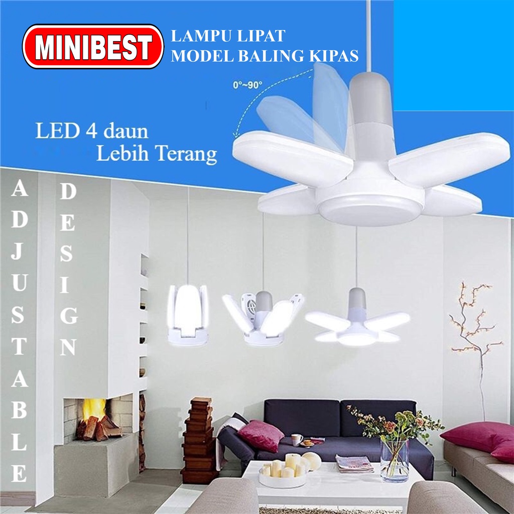 [MB] Lampu Lipat Bohlam Fan Blade LED / Lampu Kipas LED Model Daun / Lampu Lipat Kipas 28W LAMPU LED SUPER TERANG