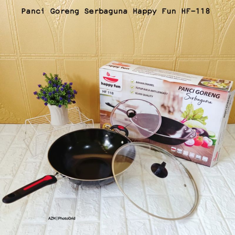 Panci goreng serbaguna happy fun HF-118/Panci Goreng Serbaguna G-1032K/PANCI GORENG + SARINGAN + TUT