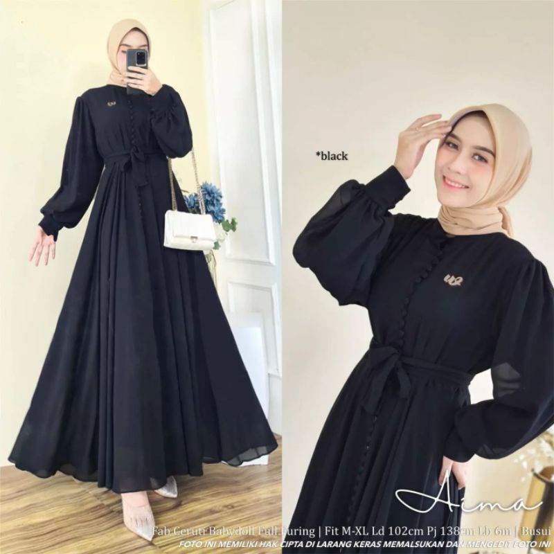 DRESS BUSUI FRIENDLY CERUTY PREMIUM/AIMA SERIES DRESS FULL FURRING SHEYLA DRESS MAXY/FASHION MUSLIM KEKINIAN/FAR MOSLEMSTORE