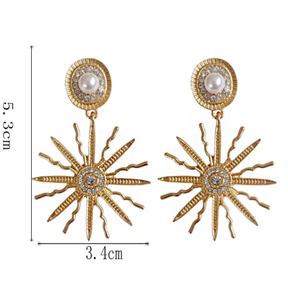 Anting S925 silver needle Bentuk Bunga Matahari Gaya Eropa Dan Amerika Untuk Wanita sun flower