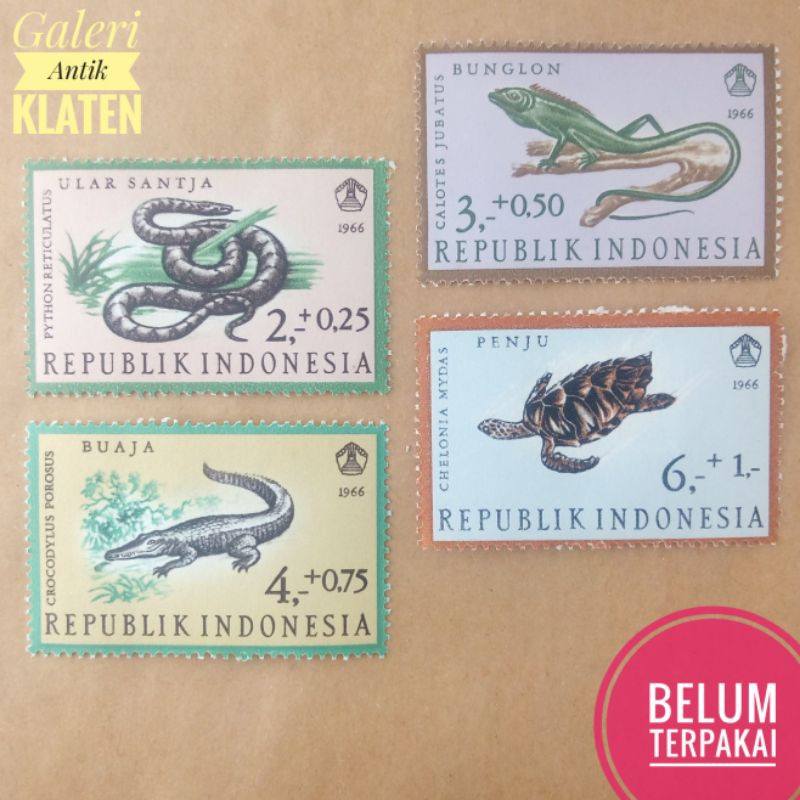 

set Lengkap Perangko seri hewan Reptil tahun 1966 paket prangko lama kuno jadul lawas Filateli 4pcs