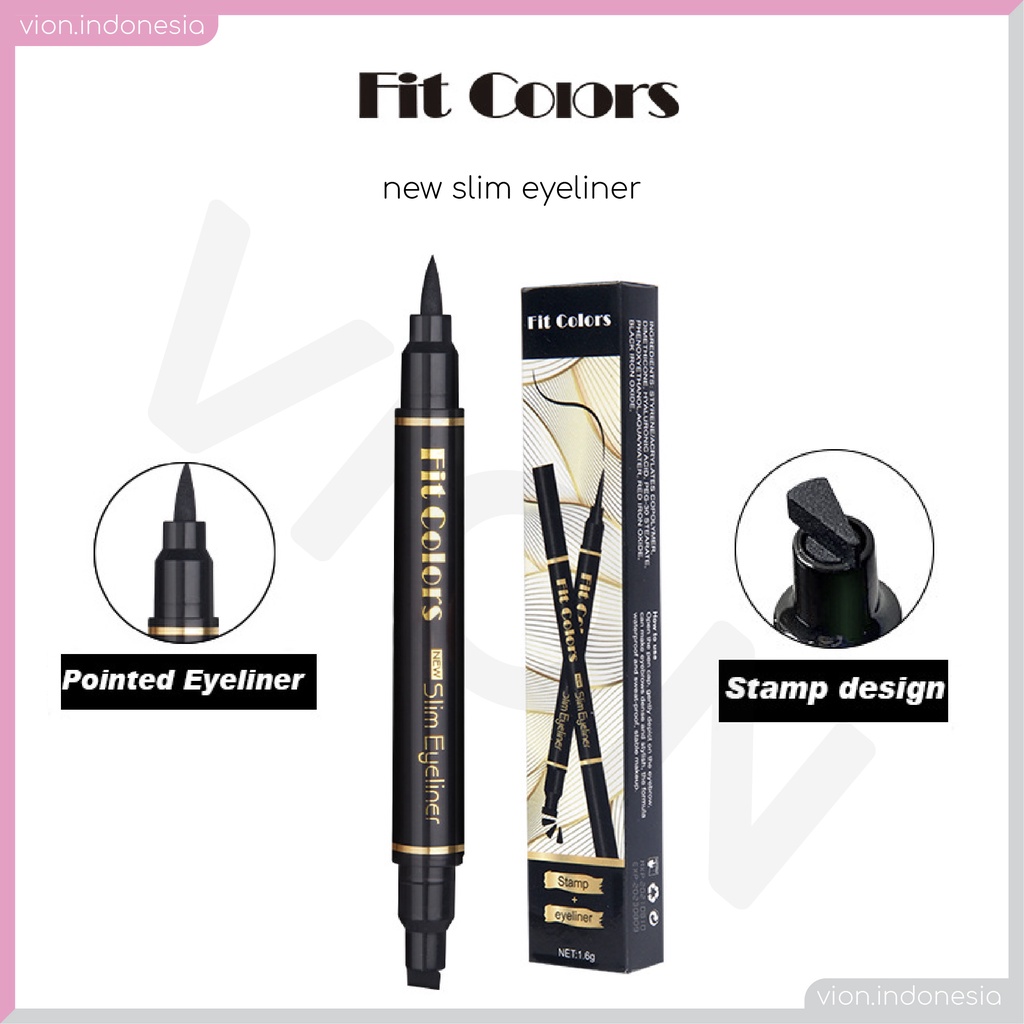 CMAADU FIT COLORS 2in1 Eyeliner Stamp Wing Eyeliner Liquid Waterproof Stamp Eyeliner 2 in 1 Eyeliner Spidol FC004