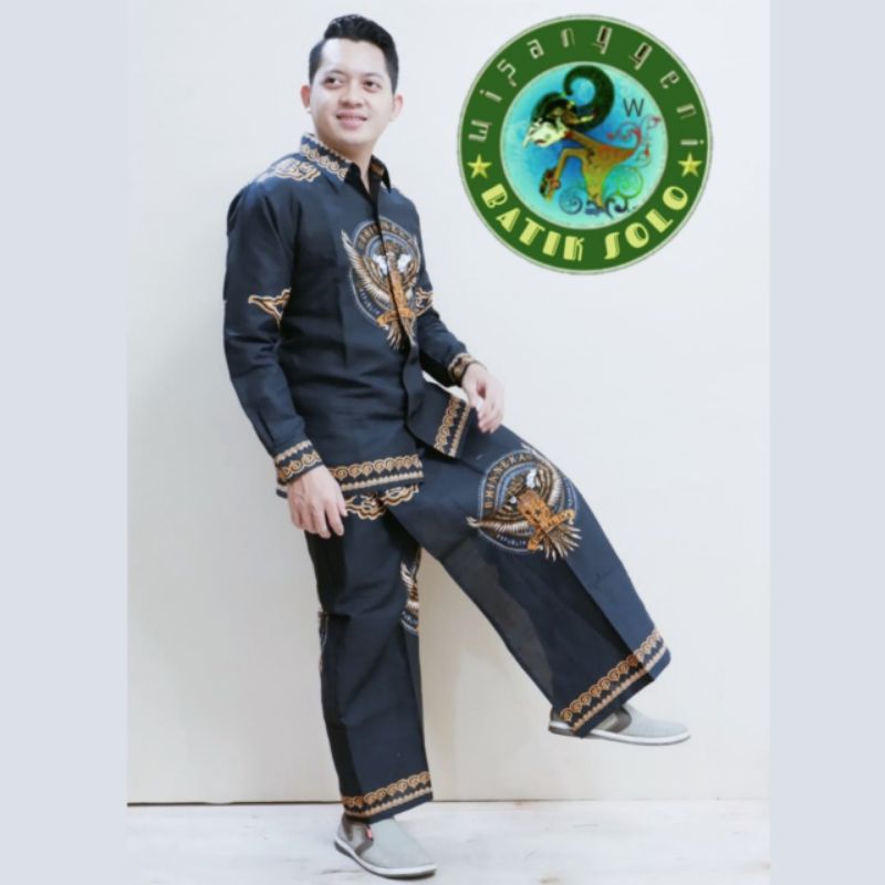 Setelan Sarung Celana Pria Dewasa Kemeja Batik Lengan Panjang Pendek Baju Cowok Modern Kekinian Lapi