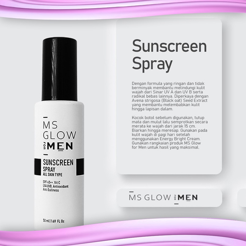 MS GLOW FOR MEN SUNSCREEN SPRAY ALL SKIN TYPE 50ML