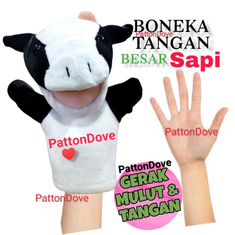 BONEKA TANGAN COW SAPI MOO PREMIUM HAND PUPPET ANIMAL BINATANG HEWAN KARAKTER BONEKA DONGENG BAHAN BAGUS.