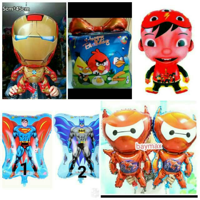 Balon Karakter superman,batman ,ironman,boboboy,angry bird,bay m
