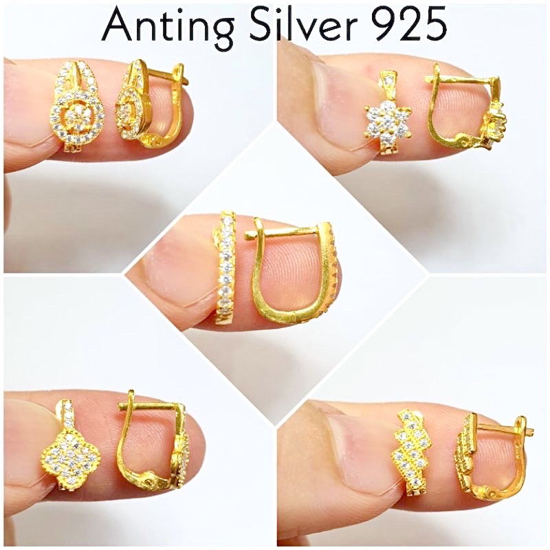 Anting Jepit SILVER 925 - Perak Lapis Emas Kuning