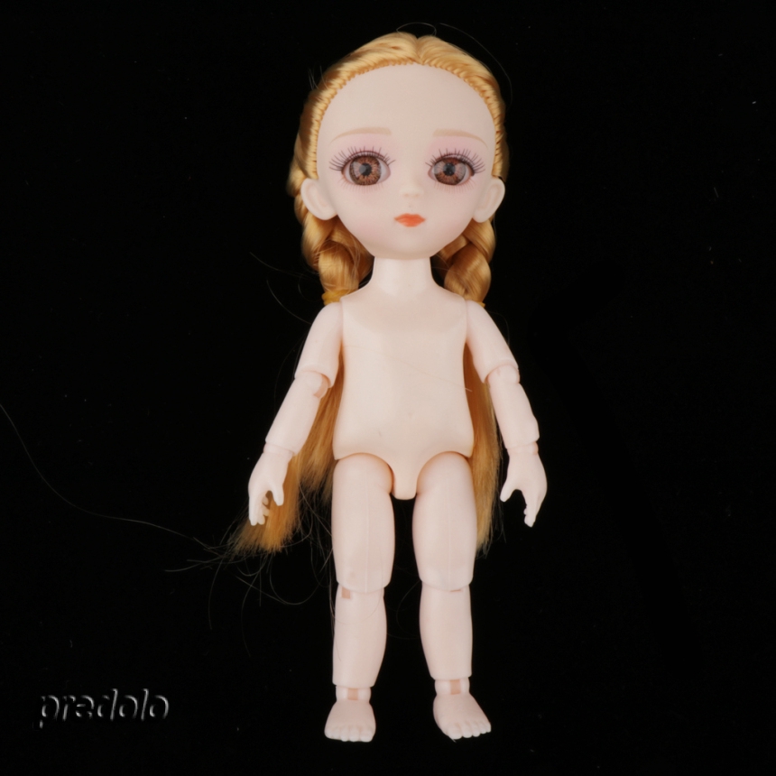 Modern Girl Body Model 16cm 13 Joints Nude Girl Doll Accessories Blond Braid