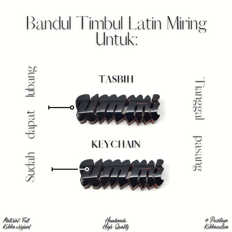 termurah bandul huruf timbul custom request nama sendiri bisa untuk tasbih atau gantungan kunci siap