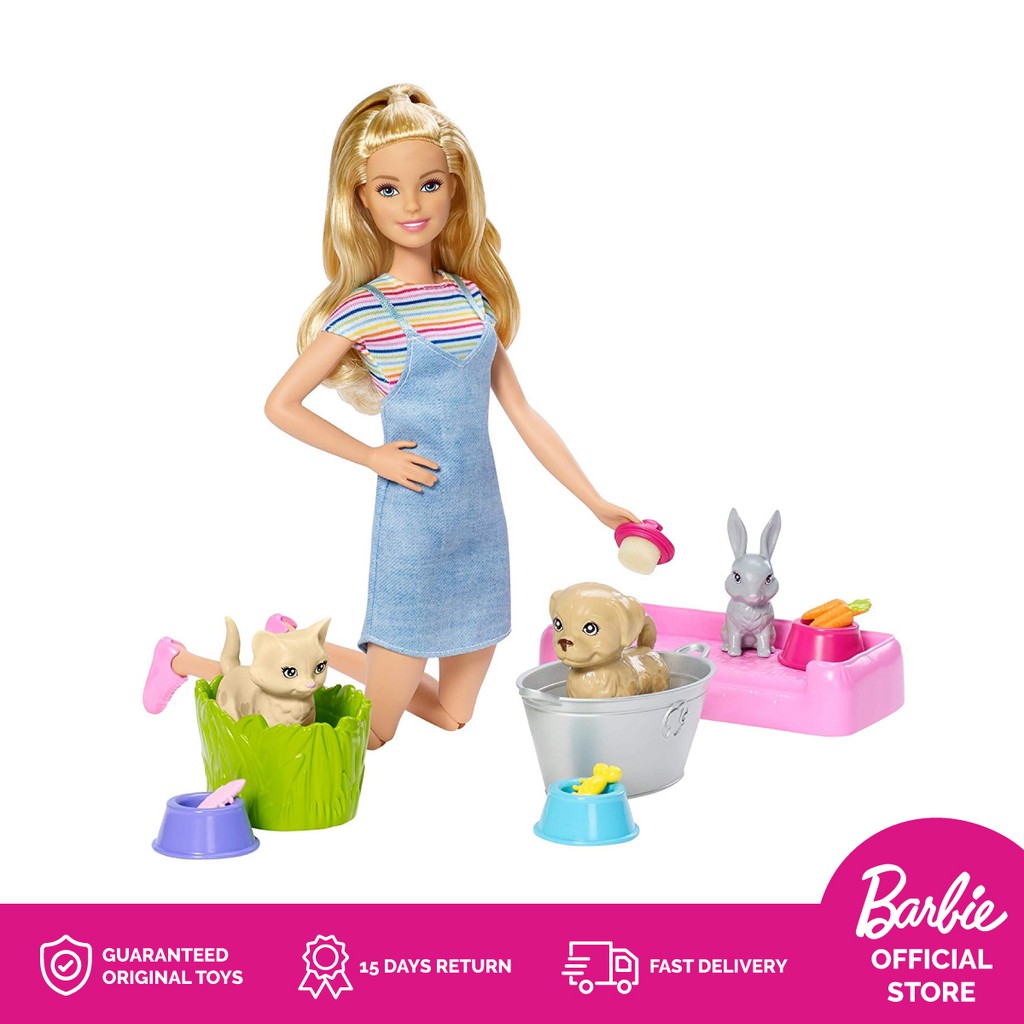 barbie play and wash pets
