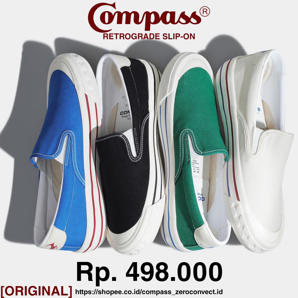 [ORIGINAL] Compass Retrograde Slip On Black White / Cream / Green / Blue BNIB BRAND NEW IN BOX Low