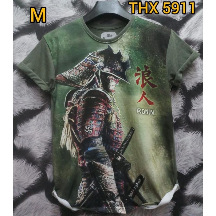 Kaos distro fullprint lengan pendek samurai warna hijau