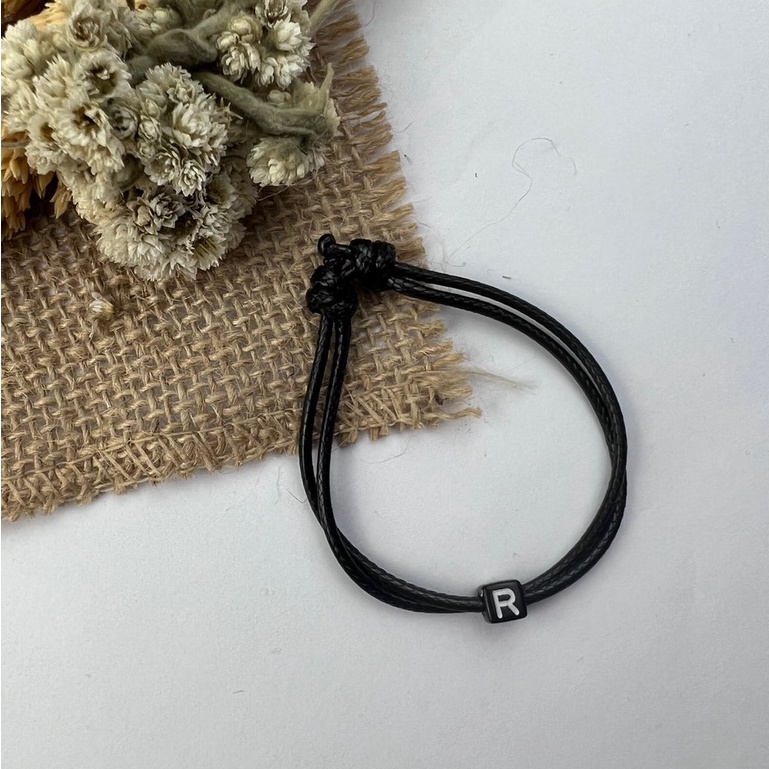 [GROSIR TERMURAH!] GELANG INISIAL HURUF DADU TALI SATIN / KOREA DAN GELANG POLOS-GELANG R