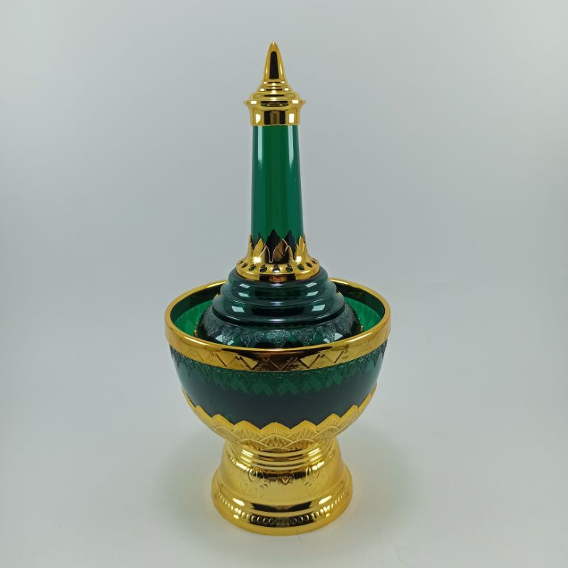 TEKO DAN MANGKOK PELIMPAHAN JASA PLASTIK BENING HIJAU KOMBINASI GOLD