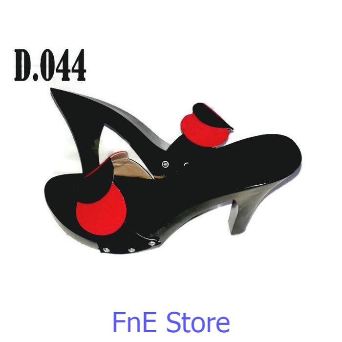 D.044 Sendal Kayu Wanita / High Heels Wanita 8 cm / Sandal Wanita Hak Tinggi / Selop Wanita / Kelom 