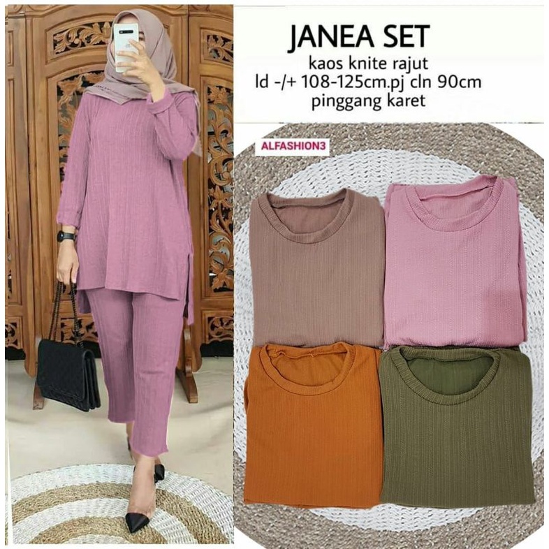 Setelan celana Janea set Allsize fit xxl Rajut Kekinian Melar Jumbo