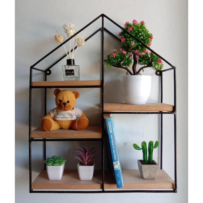 RAK DINDING BENTUK RUMAH SATU SISI