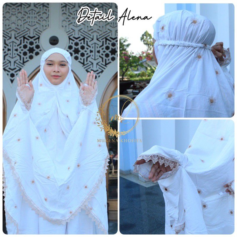 Mukena dewasa potongan berlengan Mukena renda rayon adem Mukena putih polos