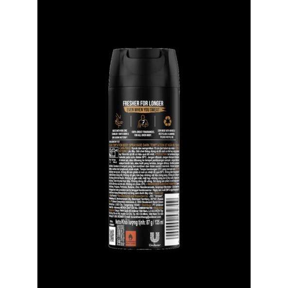 Axe Men Deodorant Body Spray Pria Dark Temptation Parfum Pria 135Ml