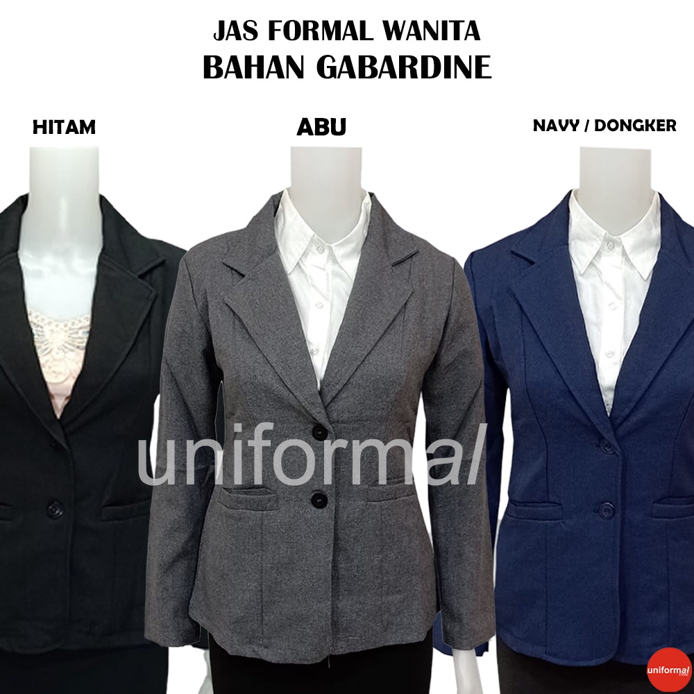 Blazer Formal Wanita, HITAM PUTIH ABU DONGKER S-5L JUMBO BIG SIZE Blazer Kantor Wanita, Blezer Cewek Kancing 2 Bahan Gabardine Atasan Kerja Cewe Kancing Dua Murah Trendy Untuk Sekolah Interview Wisuda Perpisahan Korea Import Dokter Bidan Ukuran Slimfit