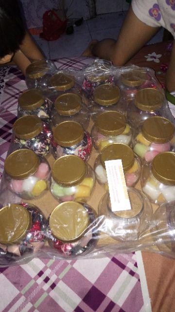 Wadah Toples Jar Botol Plastik Kue Kering Lebaran Bulat Apel 300ml