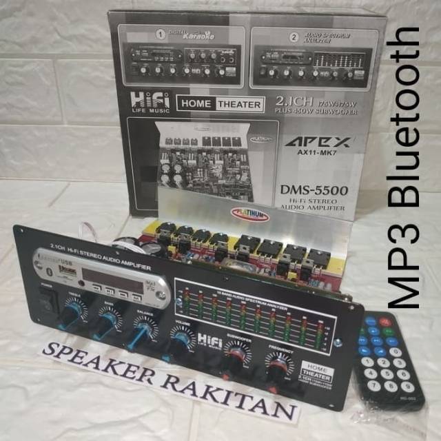 Kit Amplifier 2.1 Channel + Spectrum analyzer + MP3 Bluetooth DMS-5500