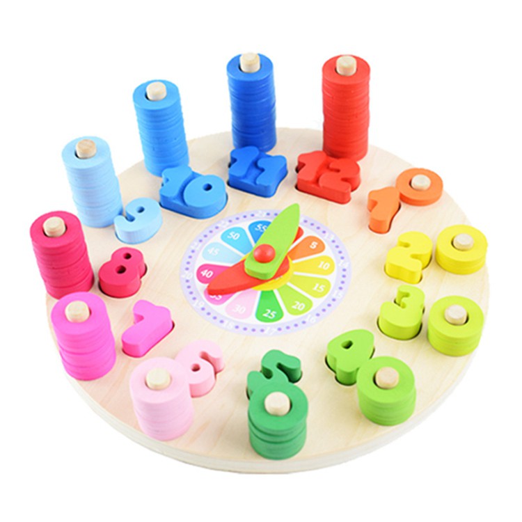 Mainan Edukasi Montessori Rainbow Clock mainan kayu jam