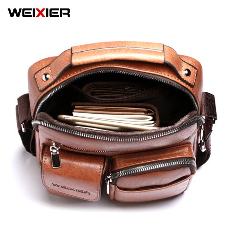 WEIXIER 8633 Tas Selempang Pria Kulit Sling Bag Anti Air WK-SBY