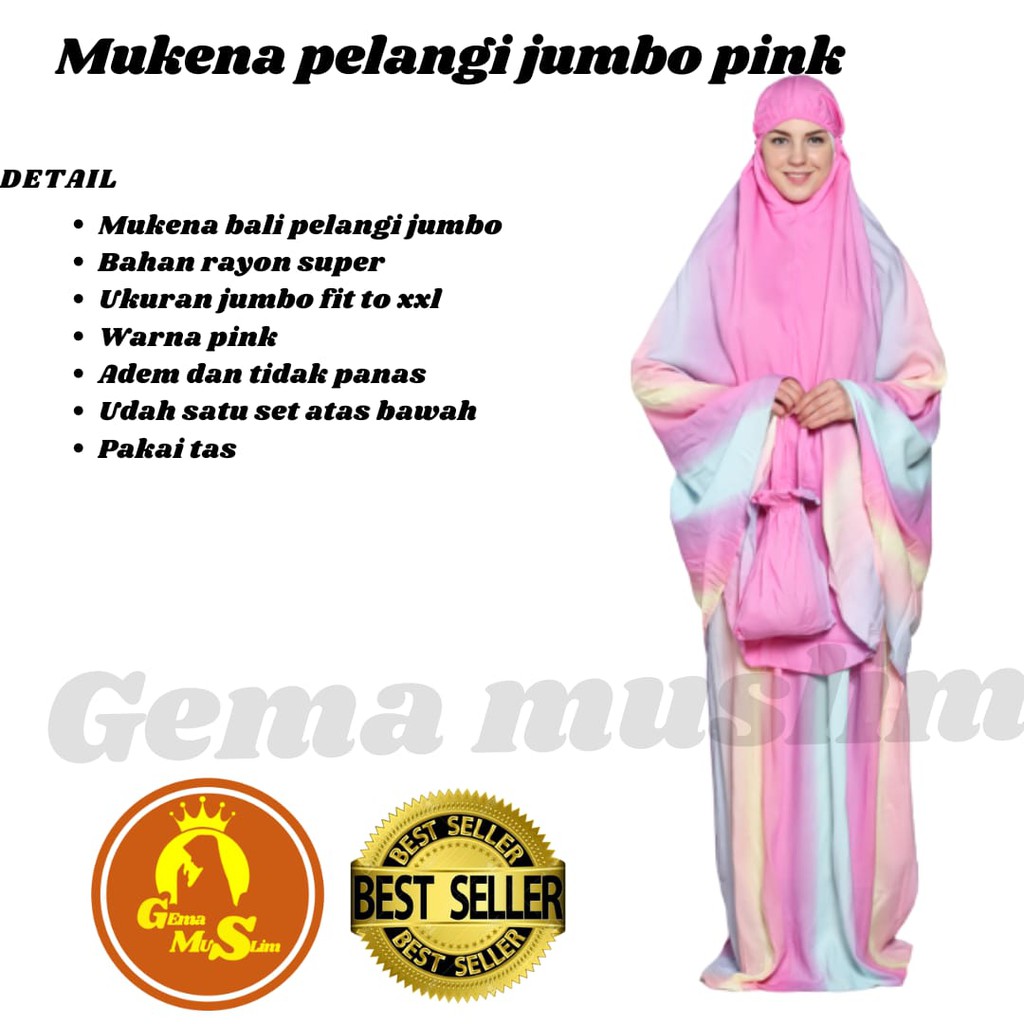 Mukena dewasa pelagi rayon jumbo pink