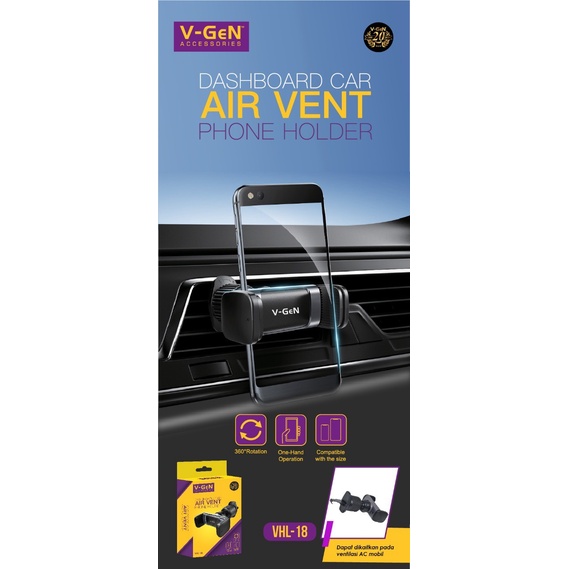 Dashboard Car Phone Air Vent Holder HP Mobil V-GeN VHL-18 Lubang AC ORI VGEN