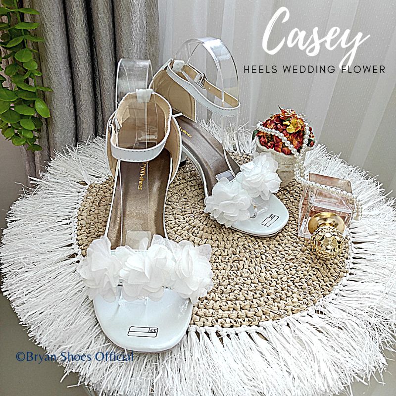 Bryan Casey Heels Pesta Wedding Flower Bunga Lace Hak Tahu Bigsize Jumbo Oversize 36-40 41 42 43