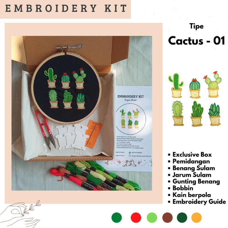 Embroidery Kit Cactus - Perlengkapan Sulam Lengkap Murah