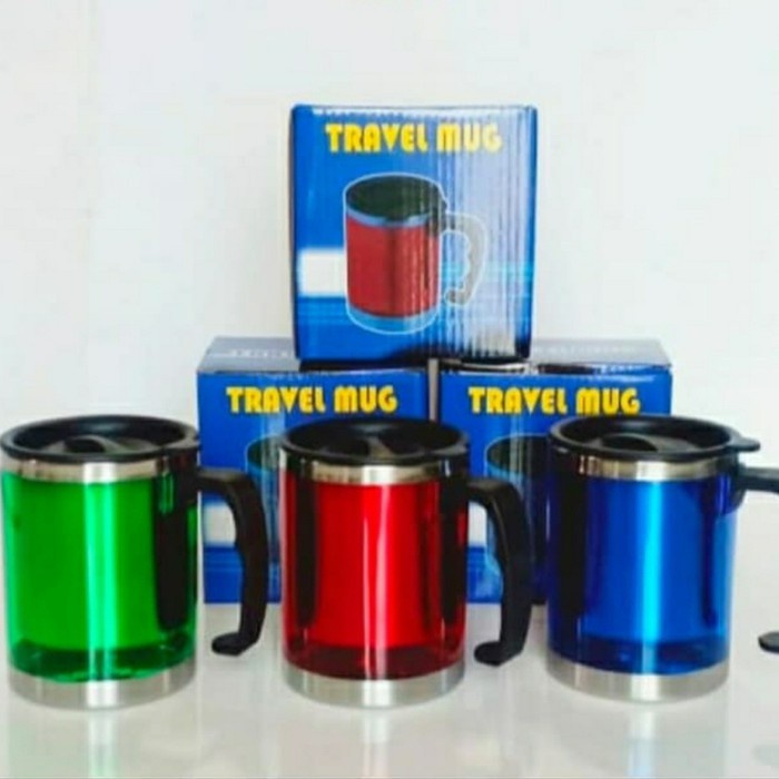 Travel Mug Stainless Warna 450 Ml / Gelas Mug Travel / Gelas Cangkir Kopi 015