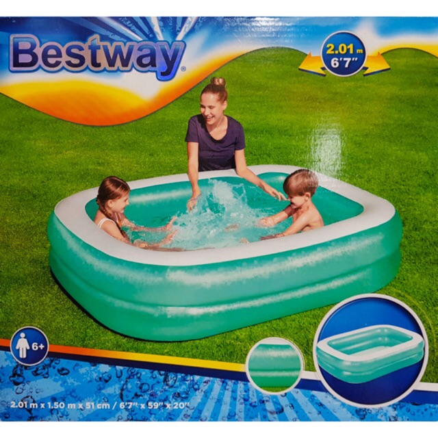  Kolam Renang Tiup  Anak Kotak 2 meter BESTWAY Blue 