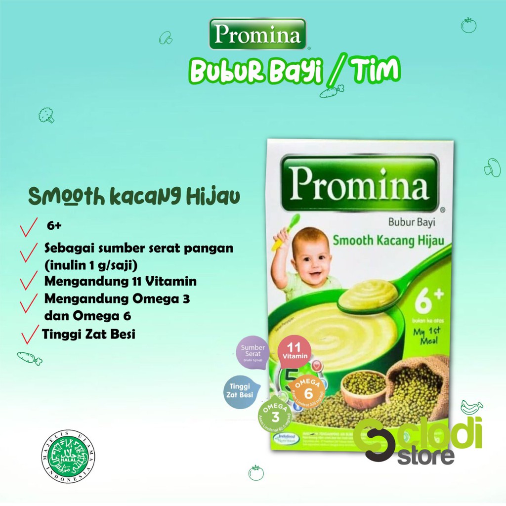 Promina Bubur Bayi 6+ 120gr-Smooth Kacang Hijau
