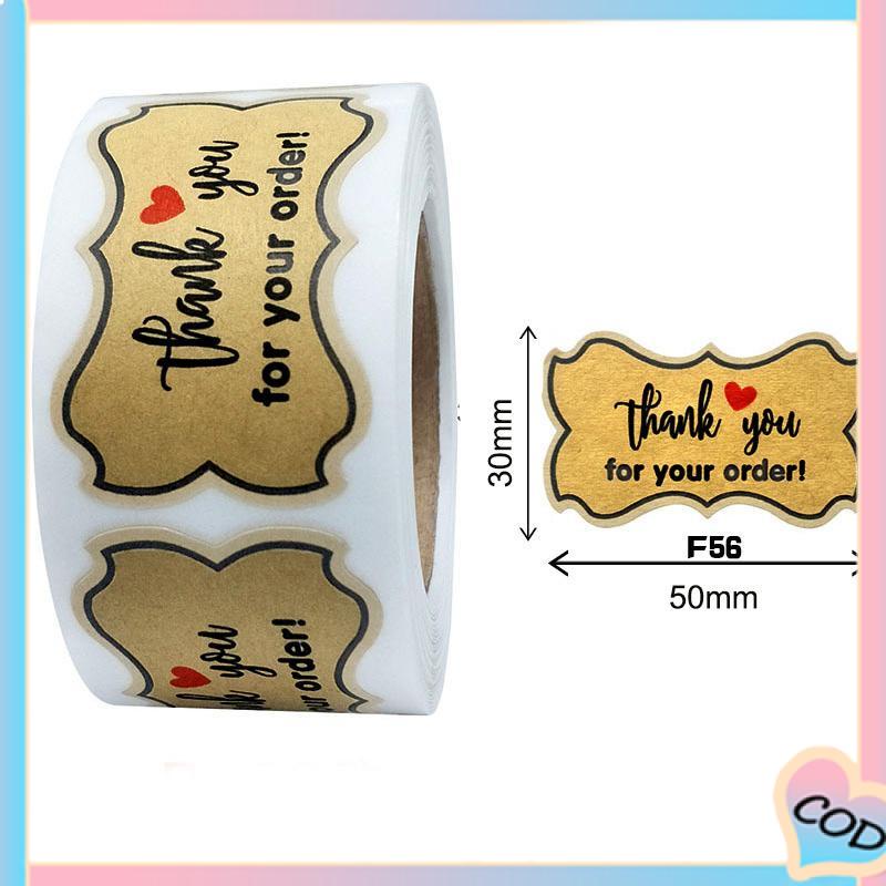 COD❤️Terima Kasih Kertas Kraft Bulat Stiker Roll Stiker Cinta Amplop Dekorasi Pernikahan-A.one