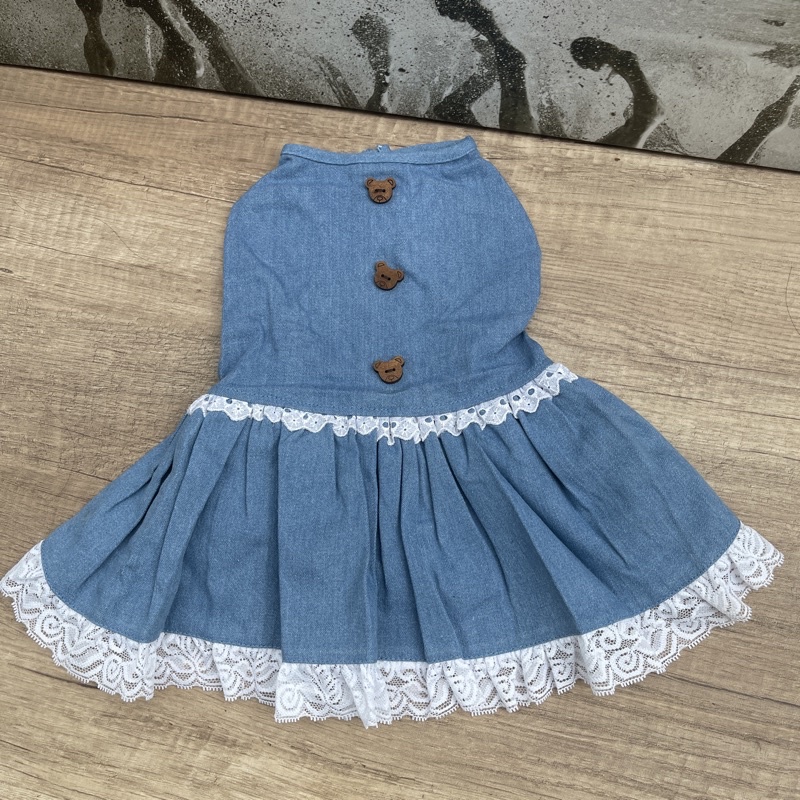 sale last piece denim bear lace dress