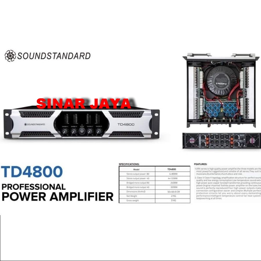 POWER AMPLIFIER SOUNDSTANDARD TD4800/TD 4800 4CH 4 x 800 WATT